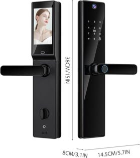 ML 8 Smart Lock with Camera Screen BT Keyless Entry Door Lock TY APP/Fingerprint/Password/Card/Mechanical Key Unlocking Methods Door Lock for 40-120mm Thickness Office Home Bedroom Door